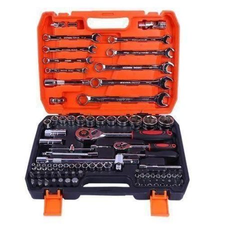 82 Pcs Multifunction Chrome Vanadium Spanner Socket Box Tool Kit Wrench Socket Set
