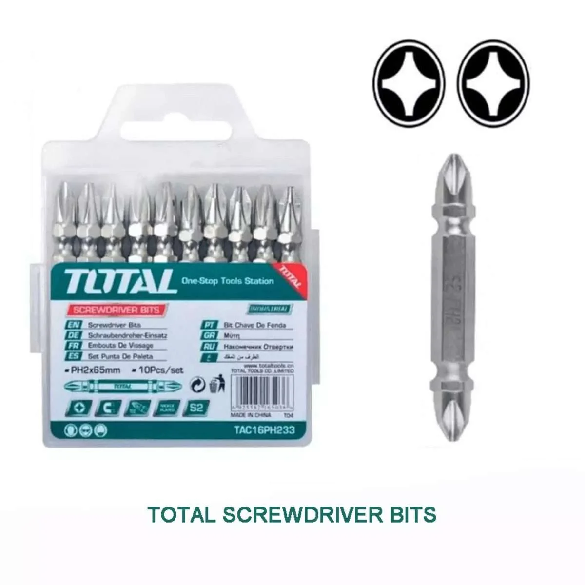 Total Screwdriver bits PH2, 65mm,10pcs/set