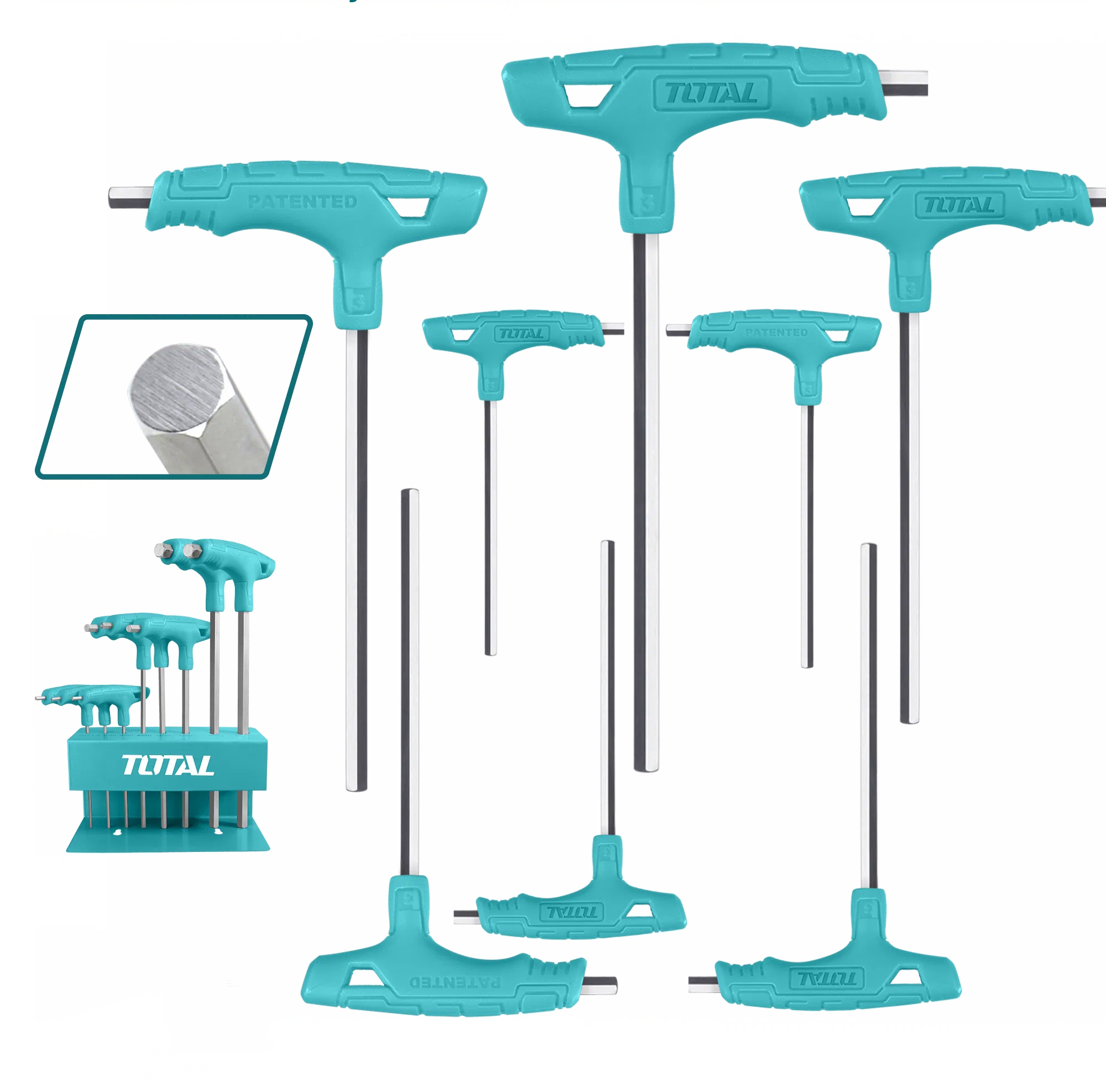 Total 8 Pcs T-handle hex wrench set