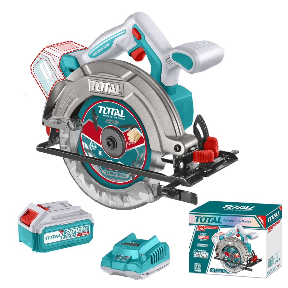 TOTAL Cordless circular saw 20V 185mm 4.0ah - Image 2